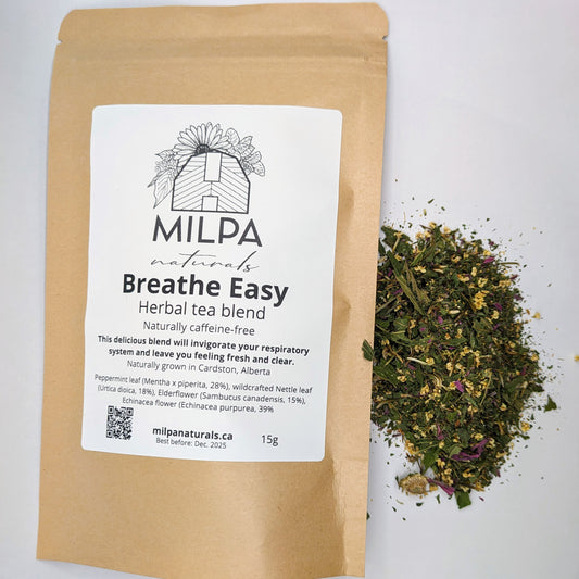 Breathe Easy Herbal Tea Blend - Naturally grown in Cardston, Alberta. Peppermint, nettle, elderflower, echinacea